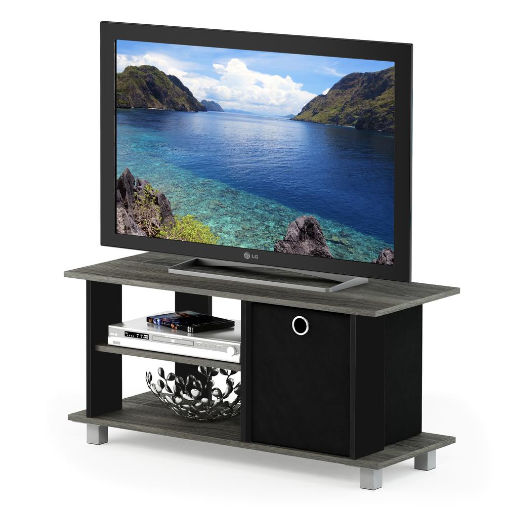 Furinno Simplistic TV Entertainment Center with Bin Drawers, French Oak/Black. Picture 4