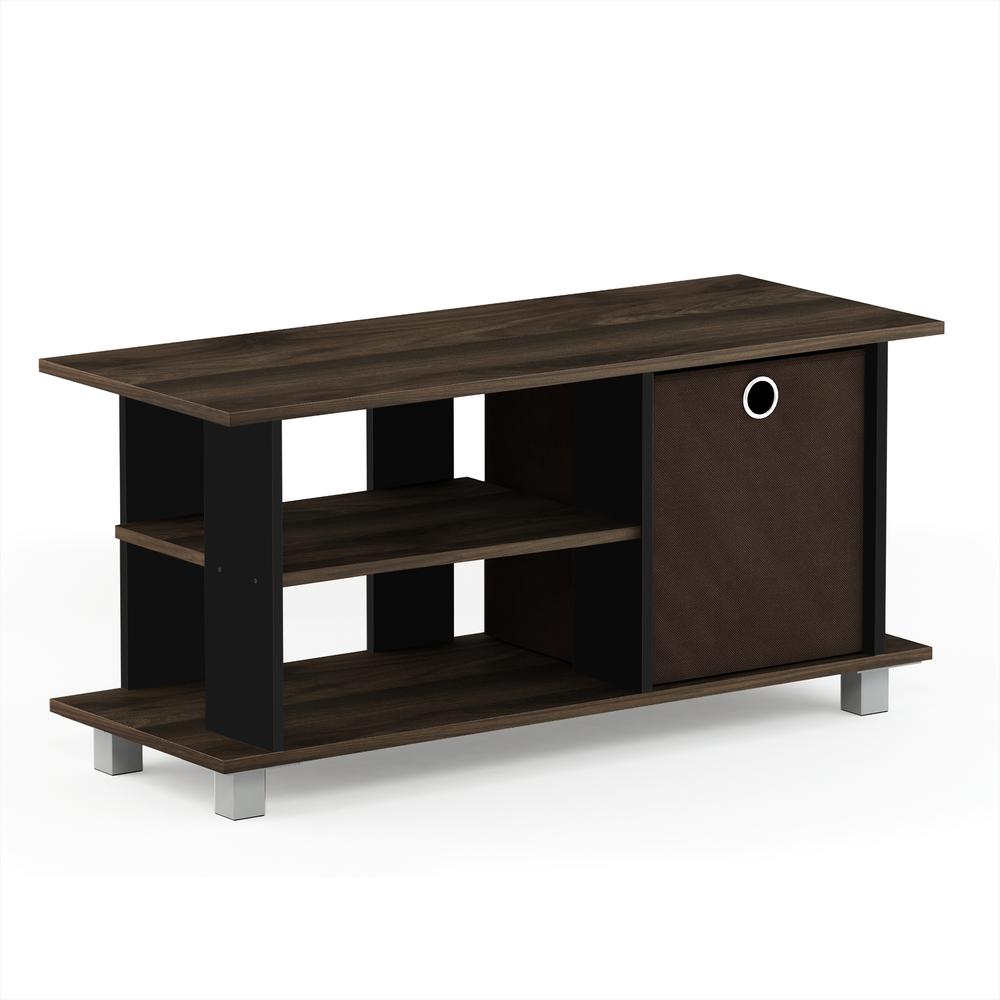 Furinno Simplistic TV Entertainment Center with Bin Drawers, Columbia Walnut/Dark Brown. Picture 1