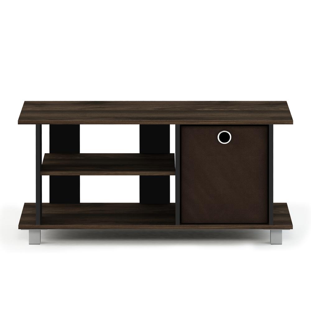 Furinno Simplistic TV Entertainment Center with Bin Drawers, Columbia Walnut/Dark Brown. Picture 3