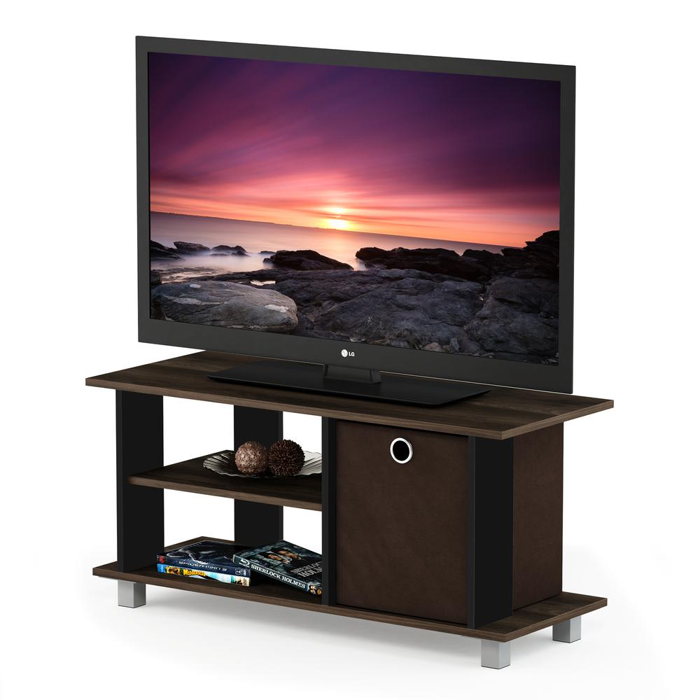 Furinno Simplistic TV Entertainment Center with Bin Drawers, Columbia Walnut/Dark Brown. Picture 4