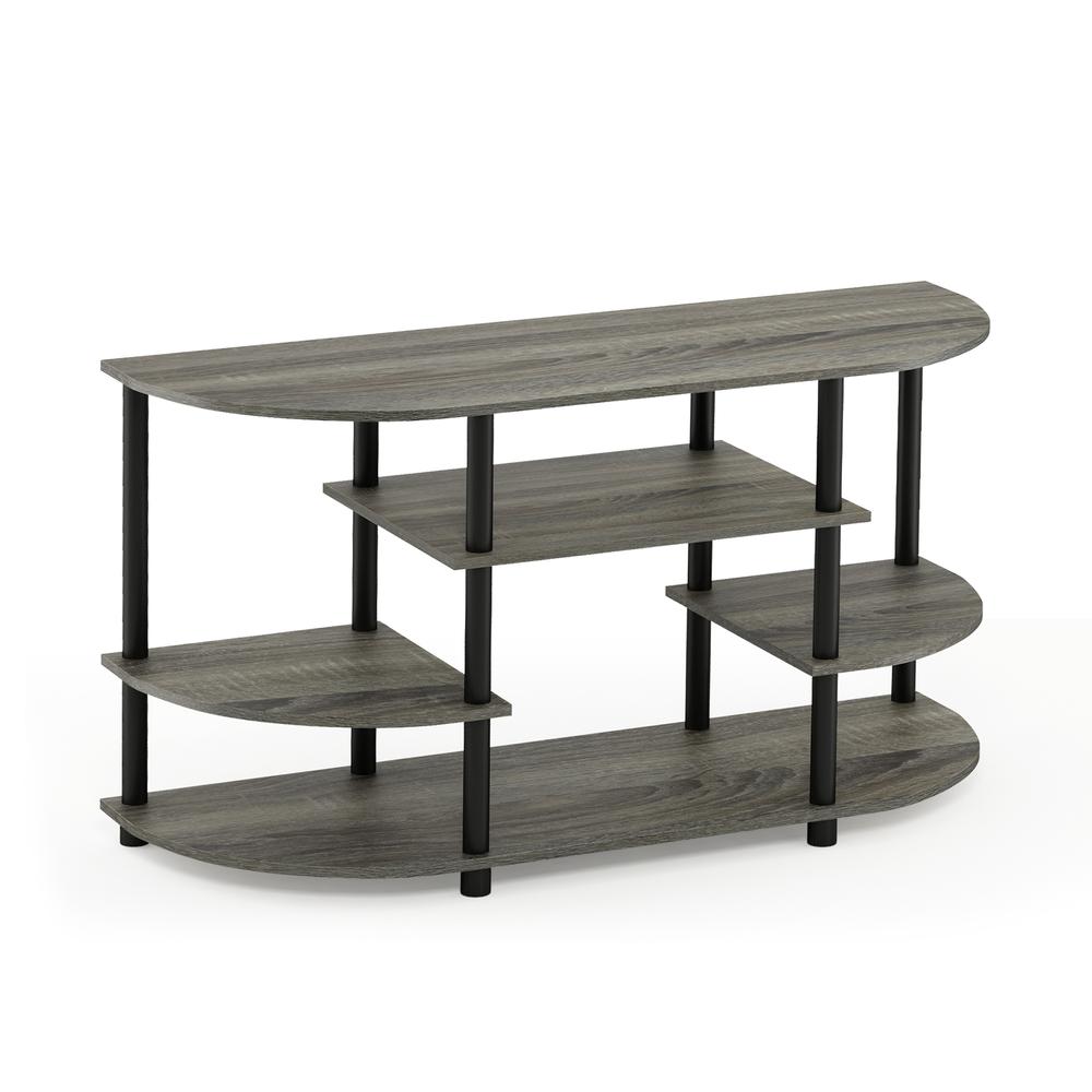 Furinno JAYA 15116 Simple Design Corner TV Stand, French Oak Grey/Black. Picture 1