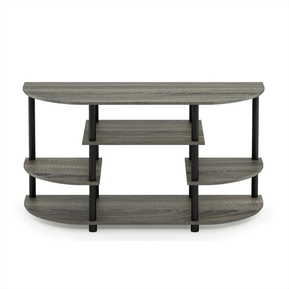 Furinno JAYA 15116 Simple Design Corner TV Stand, French Oak Grey/Black. Picture 3