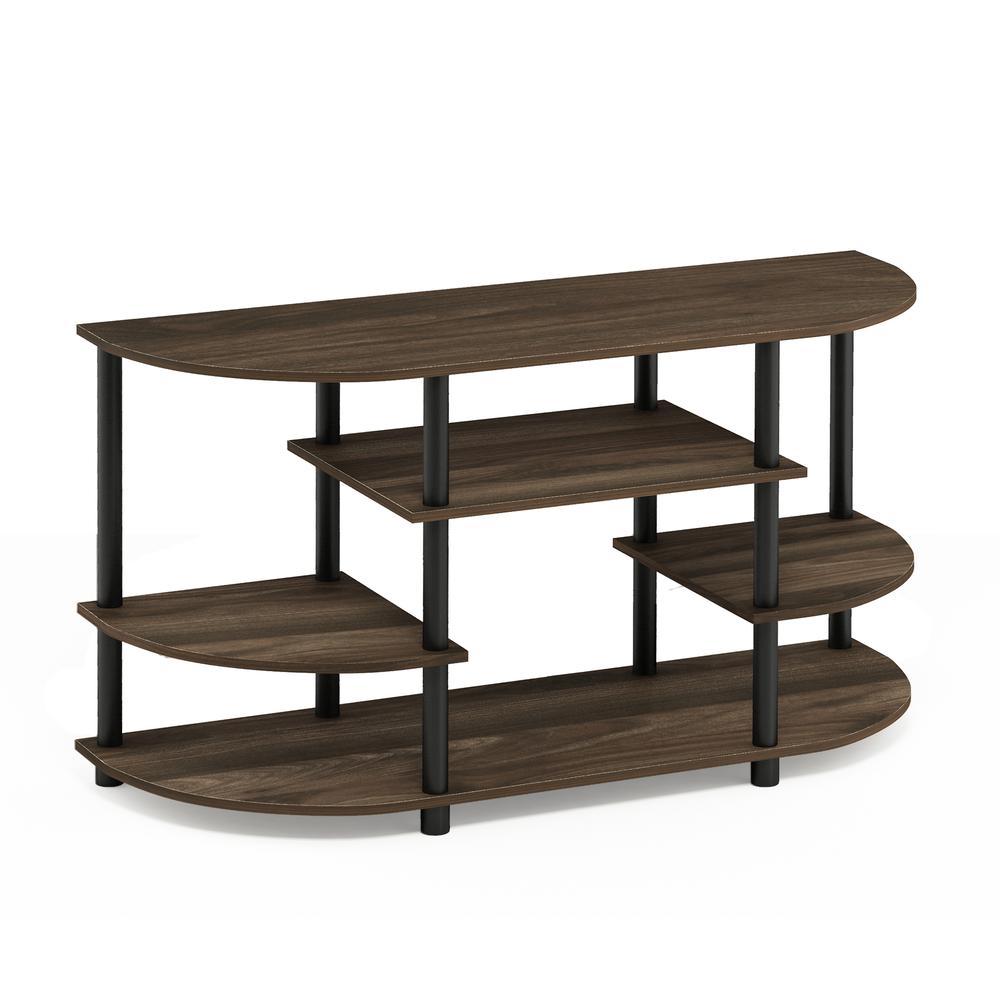 Furinno JAYA 15116 Simple Design Corner TV Stand, Columbia Walnut/Black. Picture 1