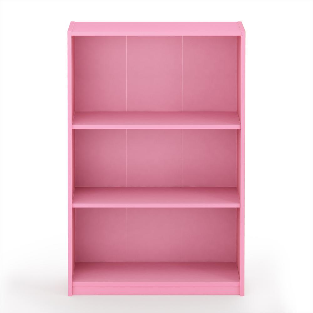 Furinno JAYA Simple Home 3-Tier Adjustable Shelf Bookcase, Pink, 14151R1PI. Picture 3