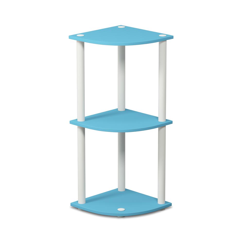 Furinno Turn-N-Tube 3-Tier Reversible Corner Display Rack Multipurpose Shelving Unit, Light Blue/White, 12077LBL/WH. Picture 1