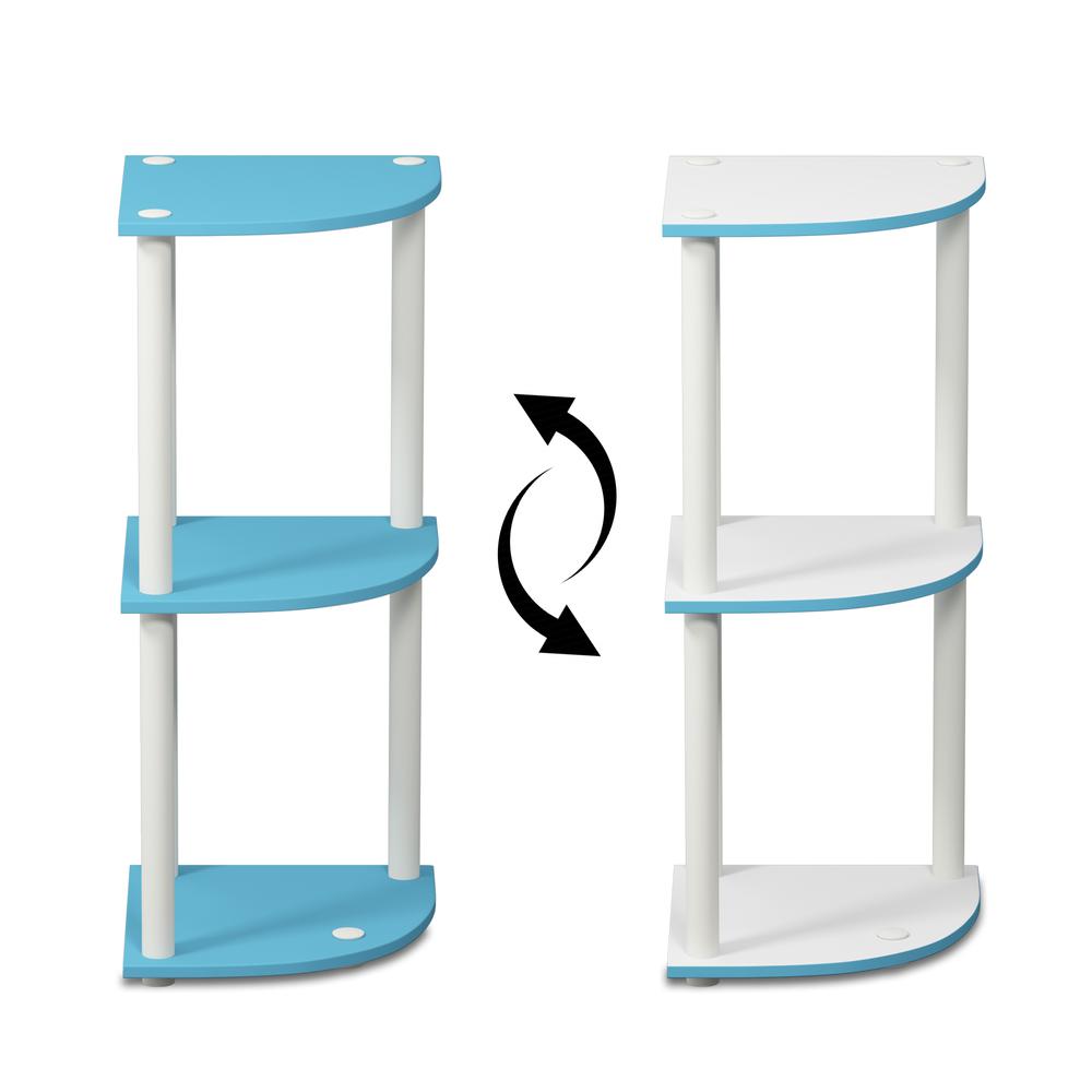 Furinno Turn-N-Tube 3-Tier Reversible Corner Display Rack Multipurpose Shelving Unit, Light Blue/White, 12077LBL/WH. Picture 3
