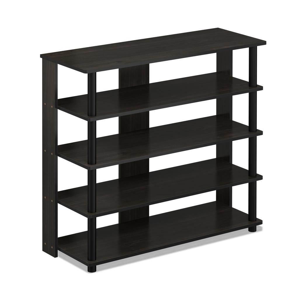 Turn-N-Tube 5 Tier Wide Shoe Rack, Espresso/Black. Picture 1