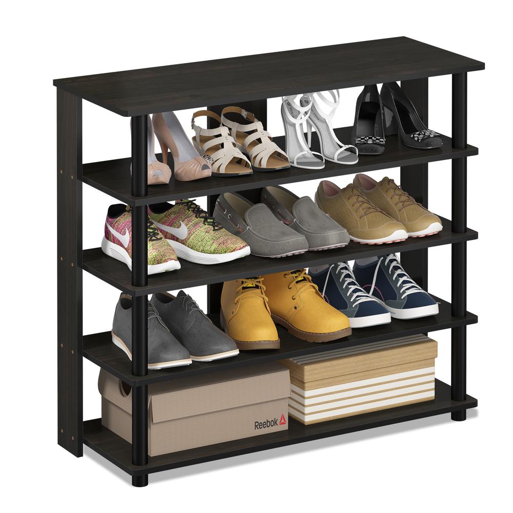Turn-N-Tube 5 Tier Wide Shoe Rack, Espresso/Black. Picture 4