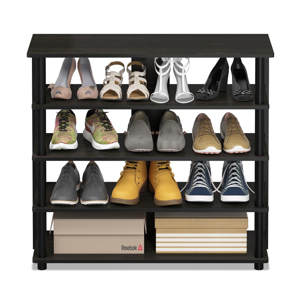 Turn-N-Tube 5 Tier Wide Shoe Rack, Espresso/Black. Picture 5