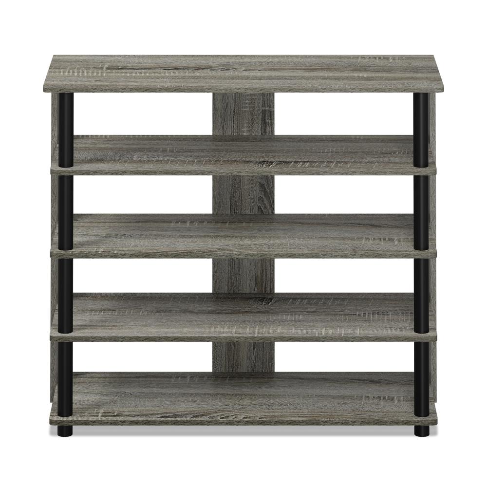 Turn-N-Tube 5 Tier Wide Shoe Rack, French Oak Grey/Black. Picture 3