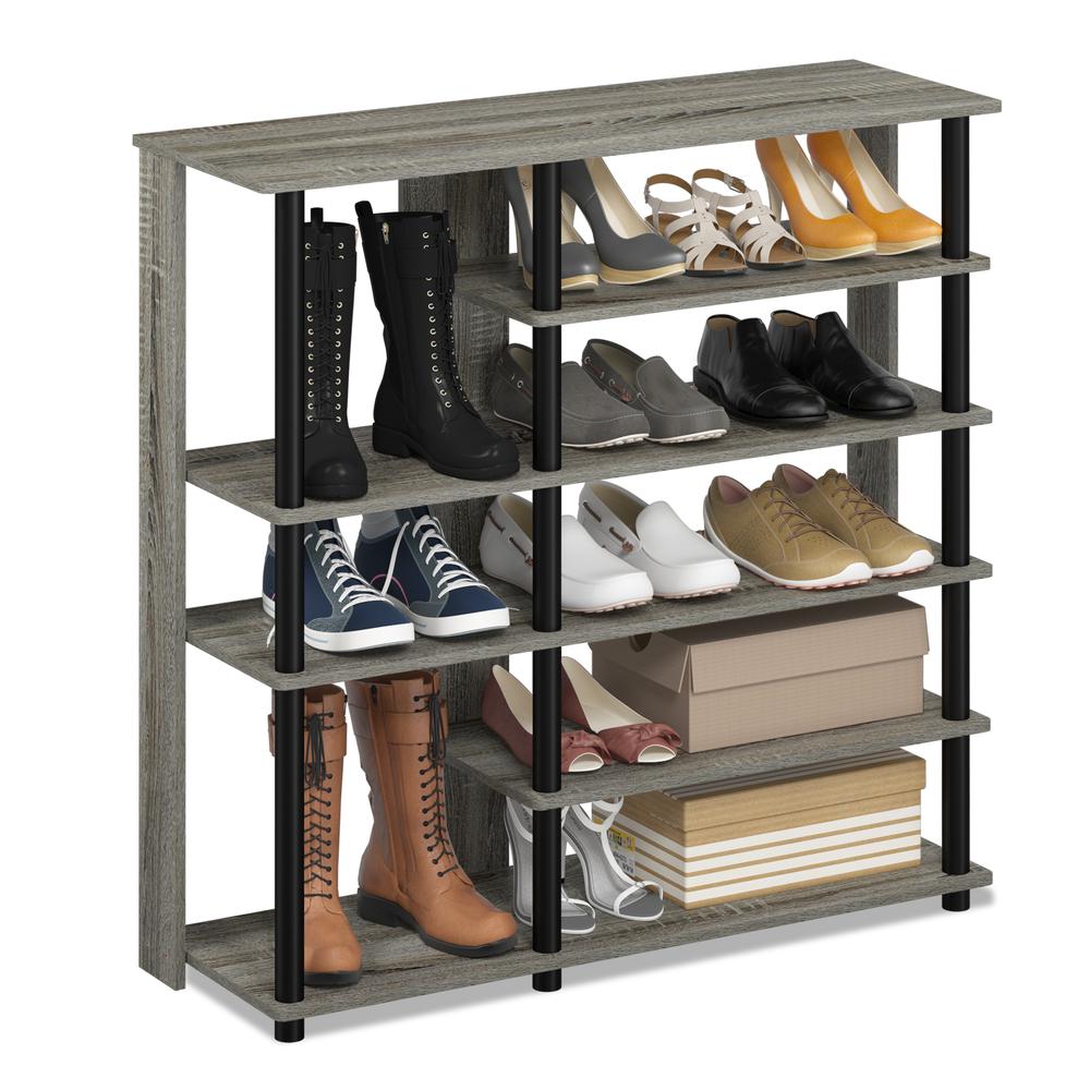 Turn-N-Tube Multi Storage Shoe Rack, French Oak Grey/Black. Picture 4