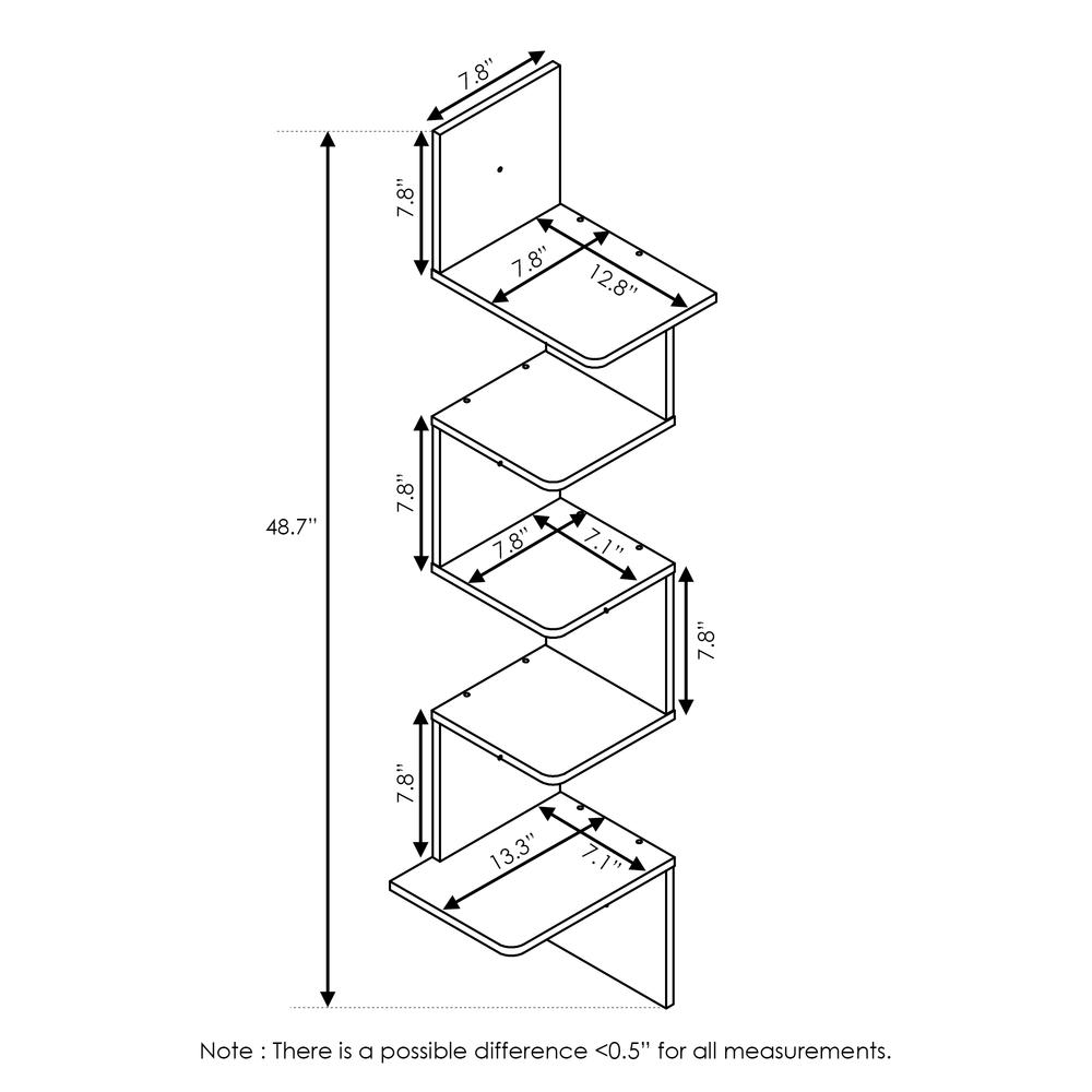 Rossi Modern 5-Tier Wall Floating Corner Shelf, Espresso. Picture 2