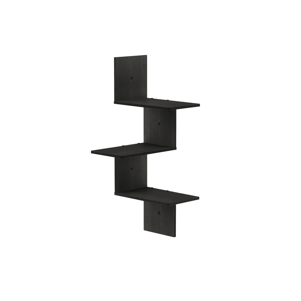 Rossi Modern 3-Tier Wall Floating Corner Shelf, Espresso. Picture 1