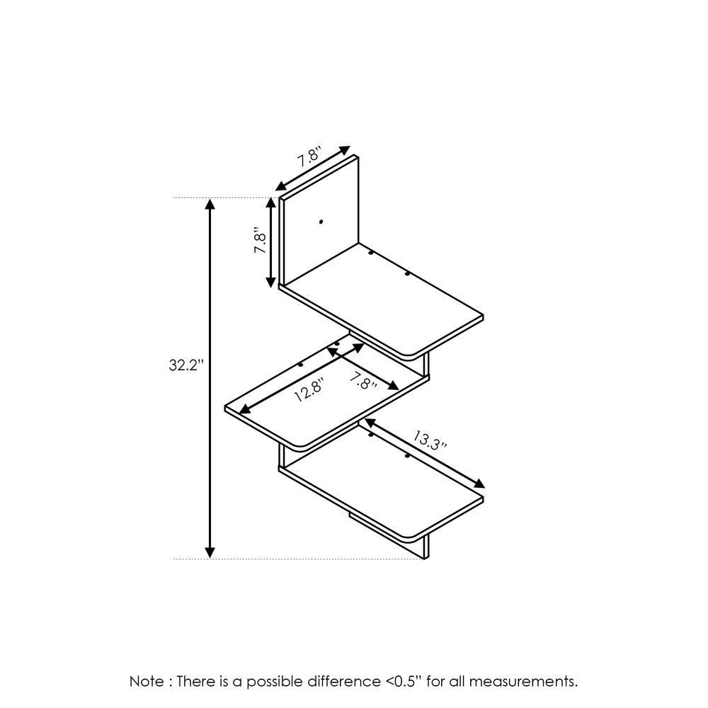 Rossi Modern 3-Tier Wall Floating Corner Shelf, Espresso. Picture 2
