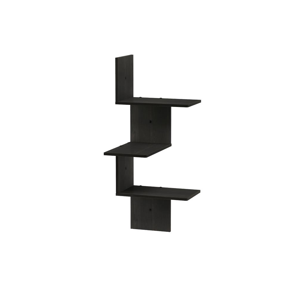 Rossi Modern 3-Tier Wall Floating Corner Shelf, Espresso. Picture 3