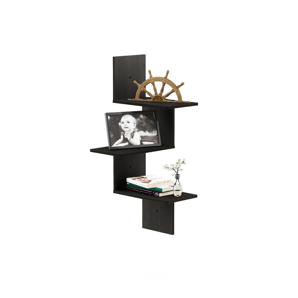 Rossi Modern 3-Tier Wall Floating Corner Shelf, Espresso. Picture 5