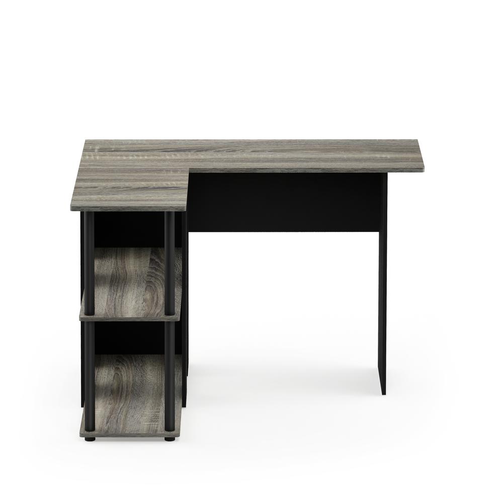 Abbott L-Shape Desk with Bookshelf, French Oak Grey/Black, 17092GYW/BK. Picture 3