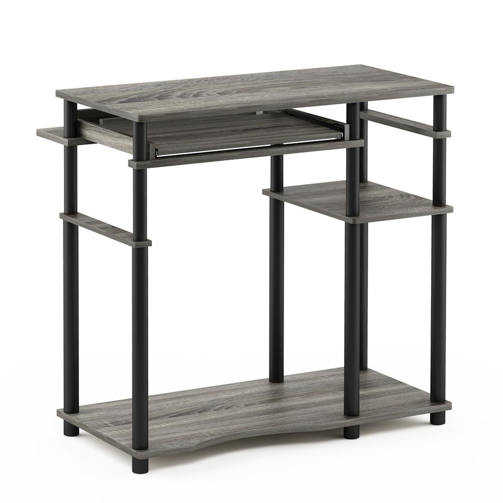 Abbott Computer Desk with Bookshelf, French Oak Grey/Black, 17097GYW/BK. Picture 1
