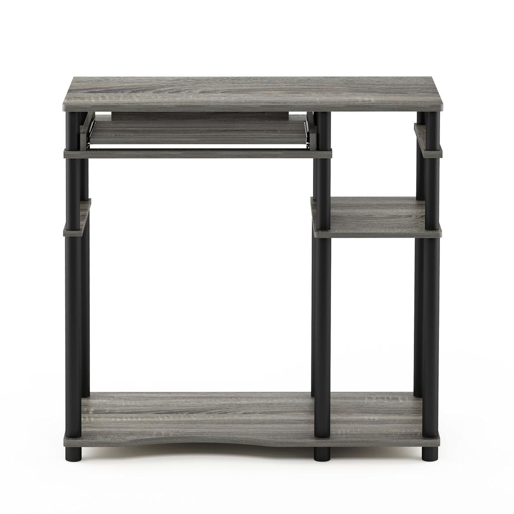 Abbott Computer Desk with Bookshelf, French Oak Grey/Black, 17097GYW/BK. Picture 3