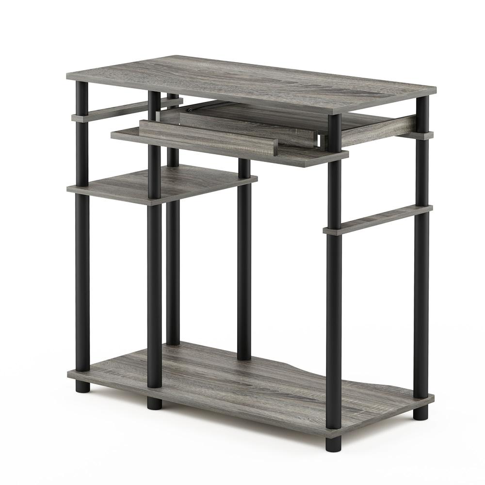 Abbott Computer Desk with Bookshelf, French Oak Grey/Black, 17097GYW/BK. Picture 4