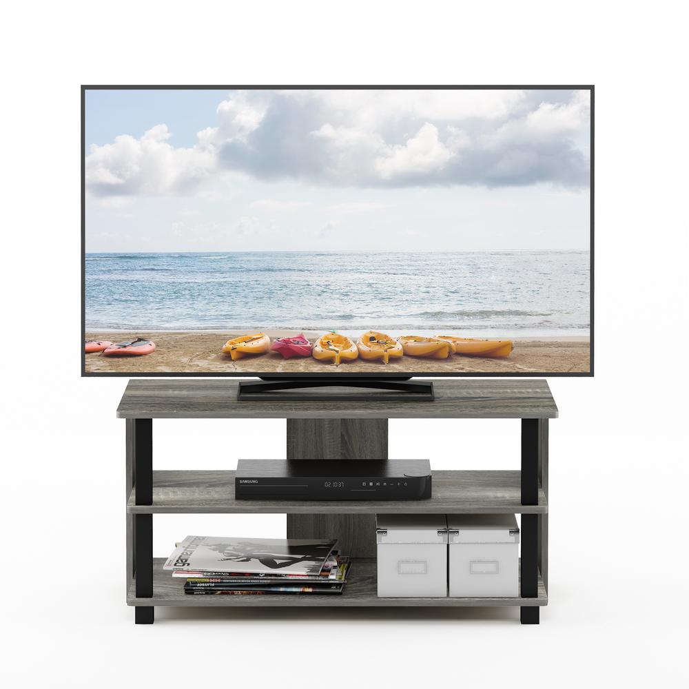 Sully 3-Tier TV Stand for TV up to 40, French Oak Grey/Black, 17076GYW/BK. Picture 4