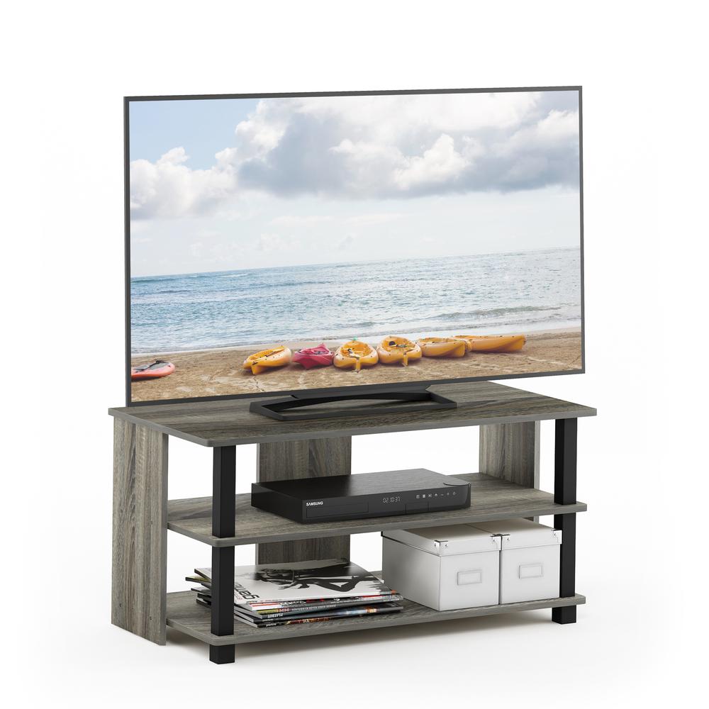 Sully 3-Tier TV Stand for TV up to 40, French Oak Grey/Black, 17076GYW/BK. Picture 5