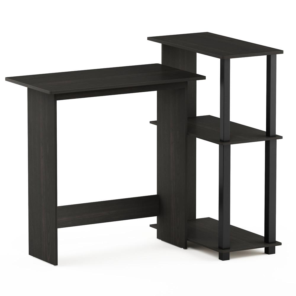 Abbott Corner Computer Desk with Bookshelf, Espresso/Black, 16086R1EX/BK. Picture 1