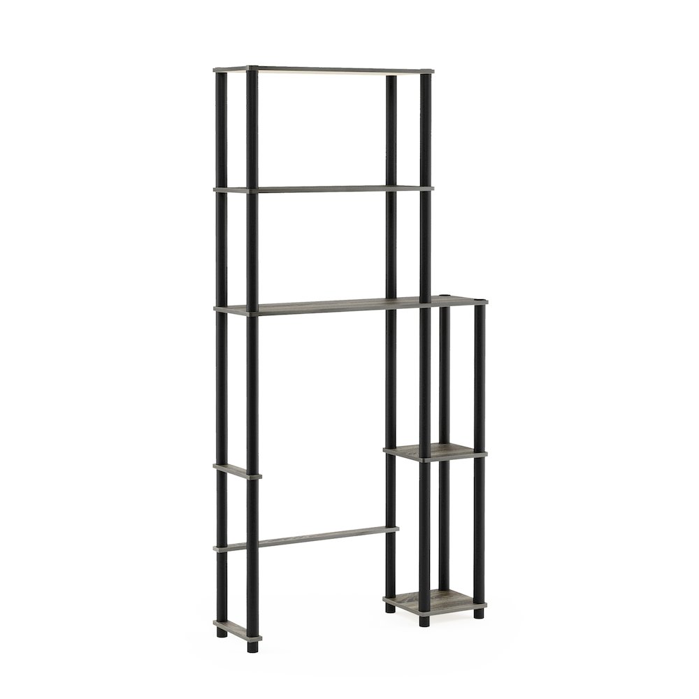 5-Shelf Over Toilet Bathroom Organizer, Freestanig Space Saver Shelves, Grey Oak. Picture 2