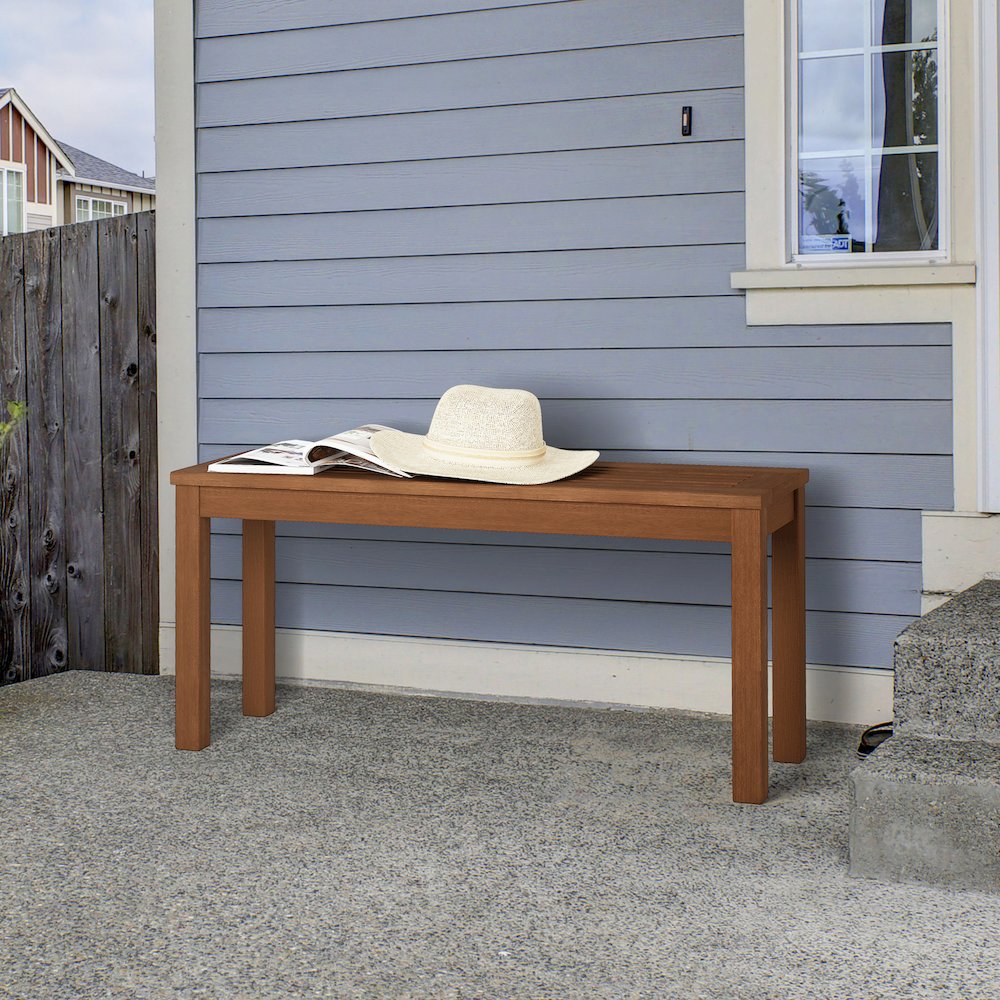Outdoor Bench, Backless Garden Bench, for Patio, Deck, Garden, Light Wood. Picture 4