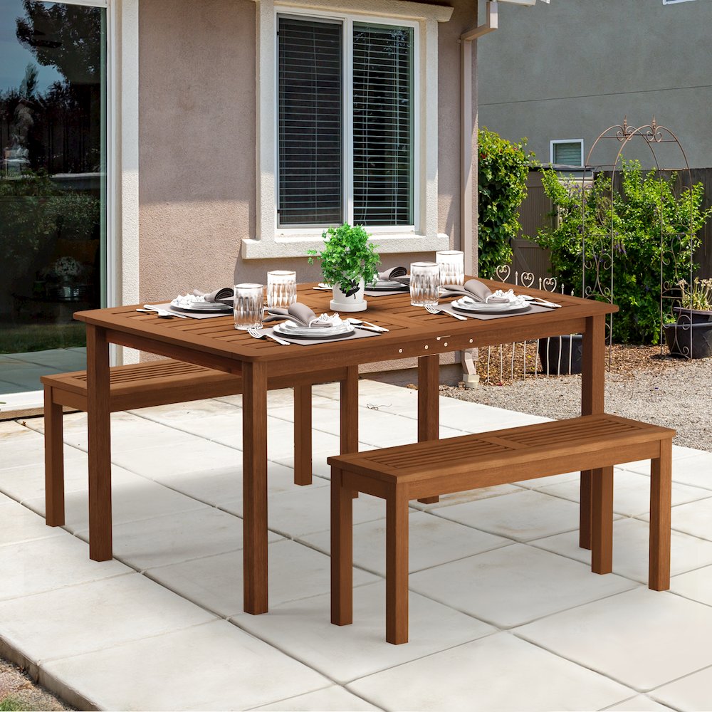 Outdoor Bench, Backless Garden Bench, for Patio, Deck, Garden, Light Wood. Picture 5