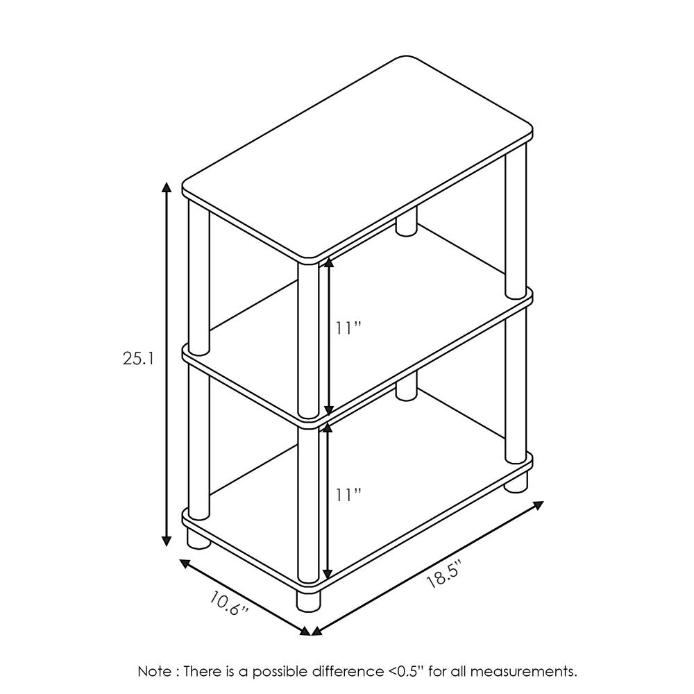 Furinno Turn-N-Tube No Tool 3-Tier Storage Shelf, Espresso/Black. Picture 2