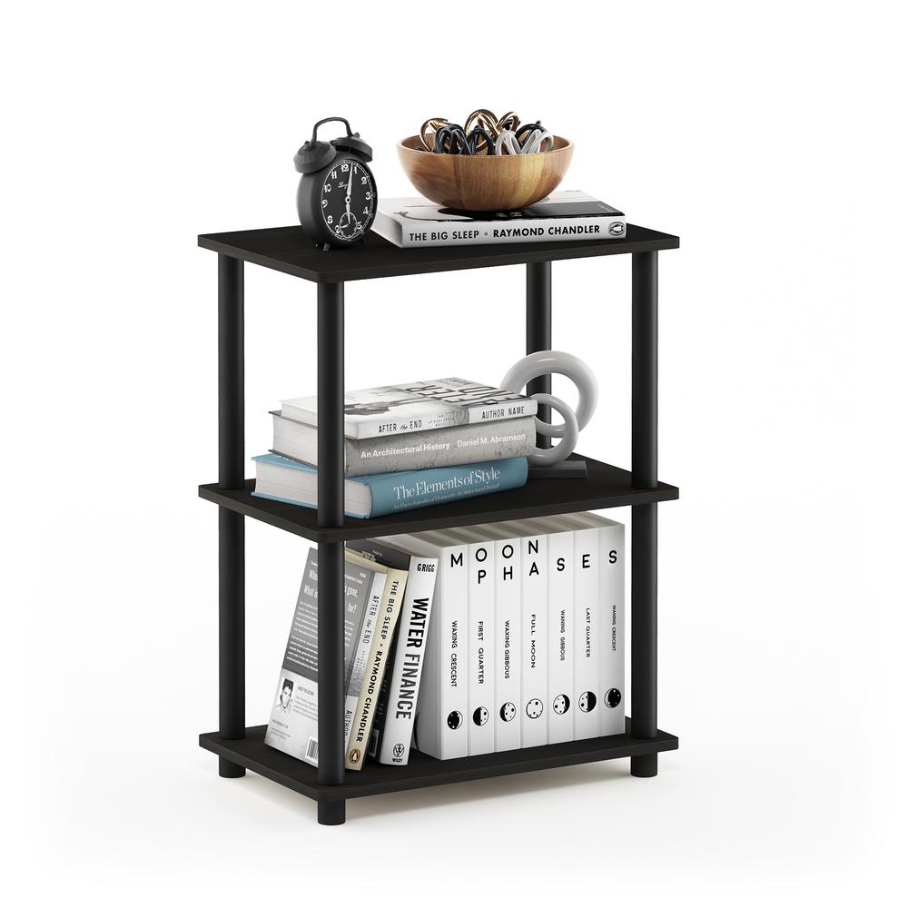 Furinno Turn-N-Tube No Tool 3-Tier Storage Shelf, Espresso/Black. Picture 4