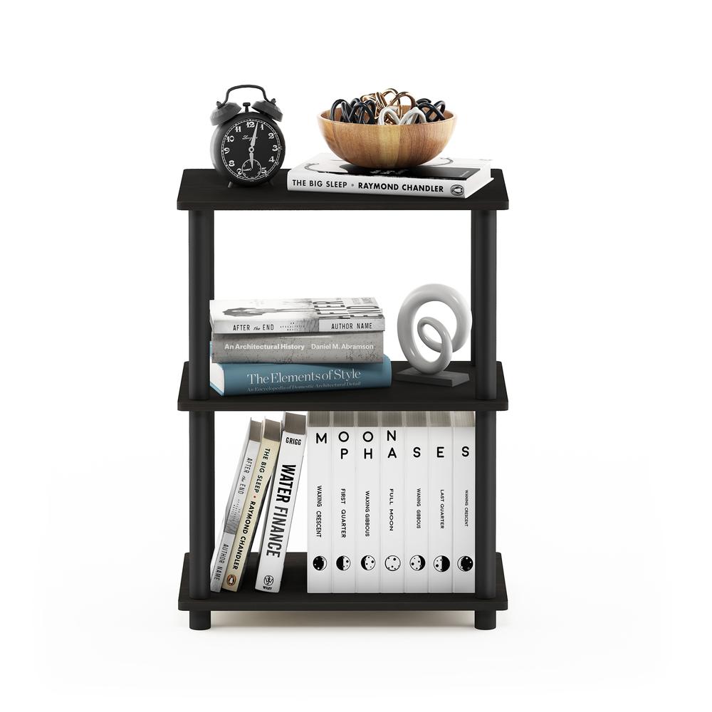 Furinno Turn-N-Tube No Tool 3-Tier Storage Shelf, Espresso/Black. Picture 5
