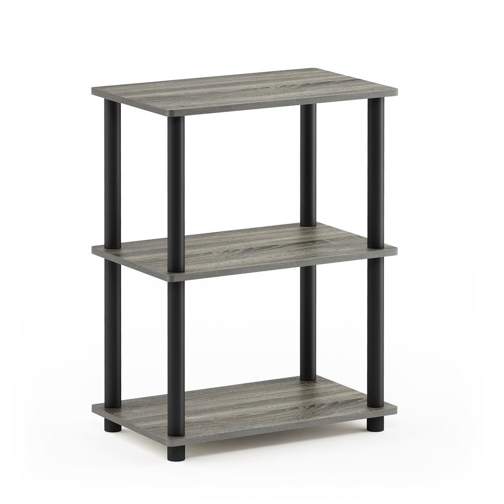 Furinno Turn-N-Tube No Tool 3-Tier Storage Shelf, French Oak Grey/Black. Picture 1