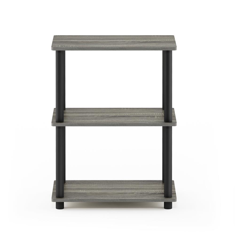 Furinno Turn-N-Tube No Tool 3-Tier Storage Shelf, French Oak Grey/Black. Picture 3