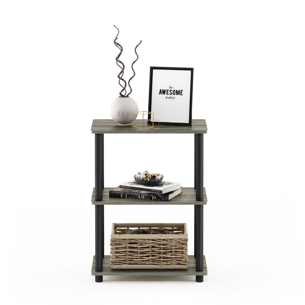 Furinno Turn-N-Tube No Tool 3-Tier Storage Shelf, French Oak Grey/Black. Picture 5