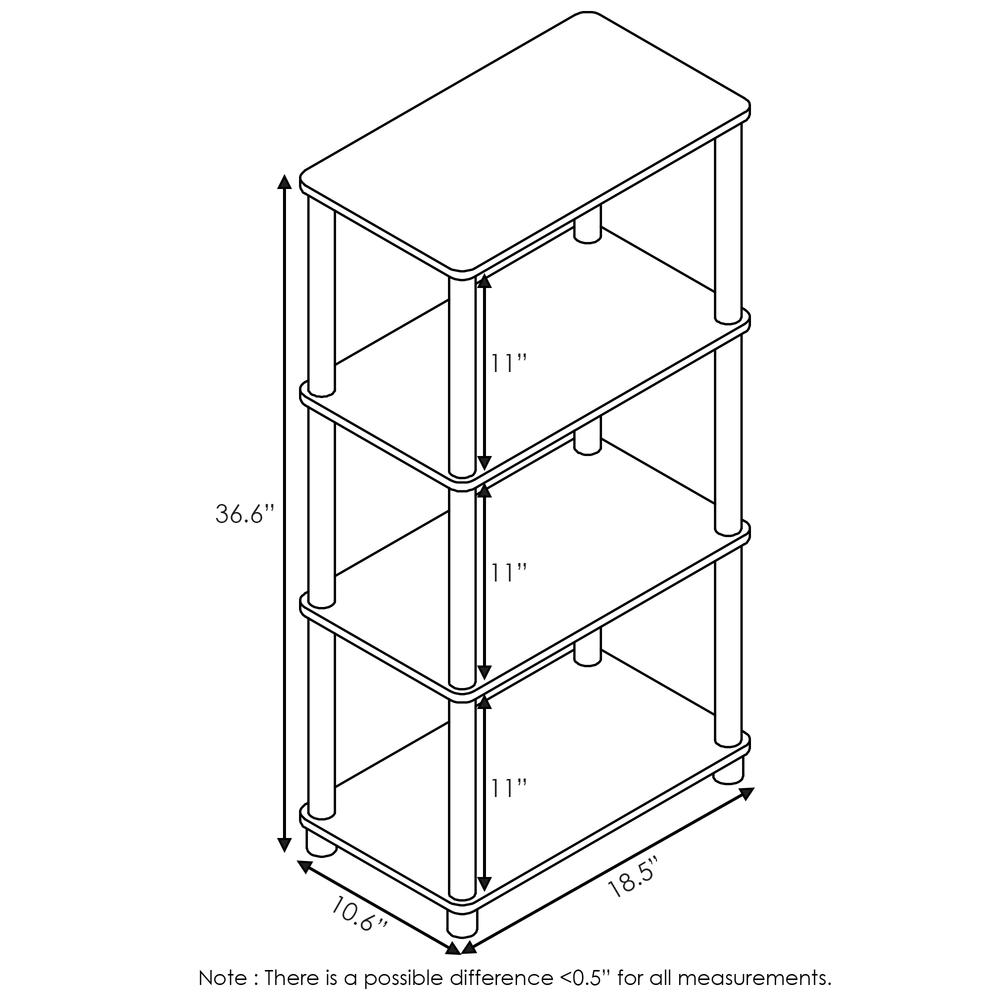 Furinno Turn-N-Tube No Tool 4-Tier Storage Shelf, French Oak Grey/Black. Picture 2