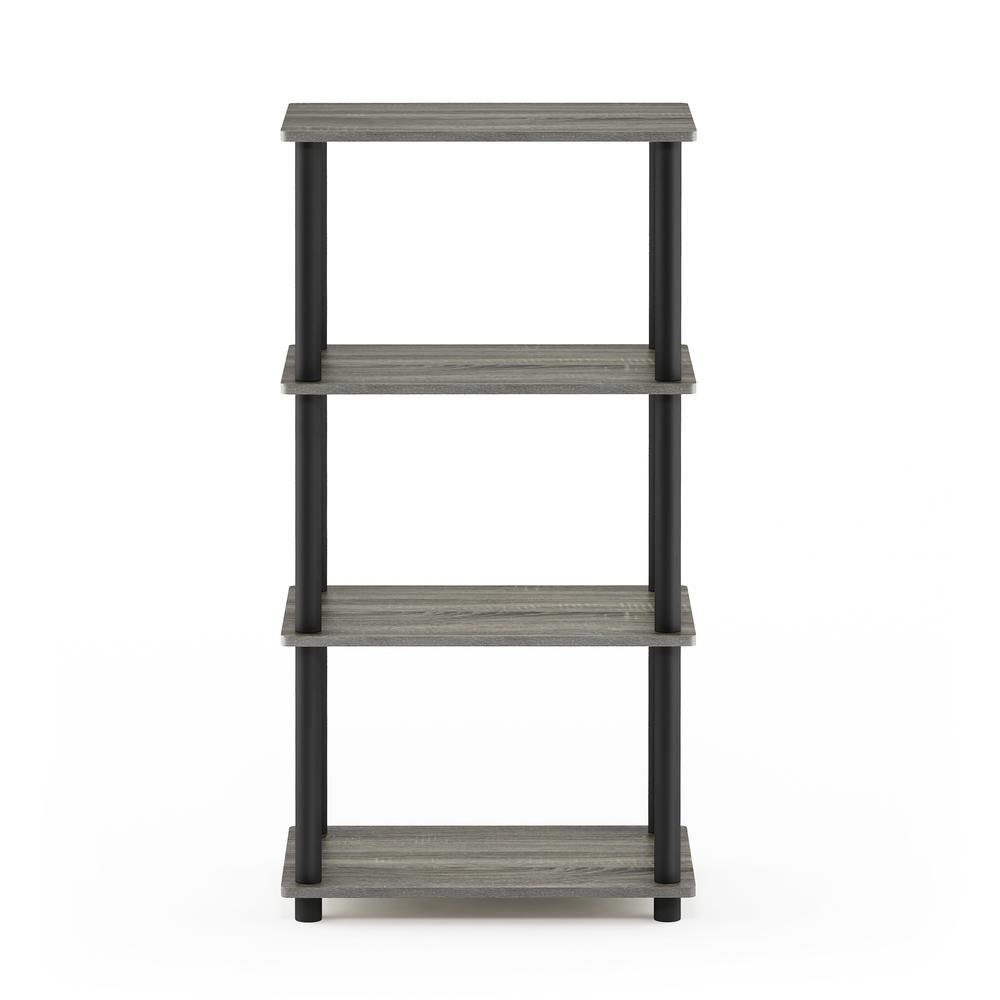 Furinno Turn-N-Tube No Tool 4-Tier Storage Shelf, French Oak Grey/Black. Picture 3