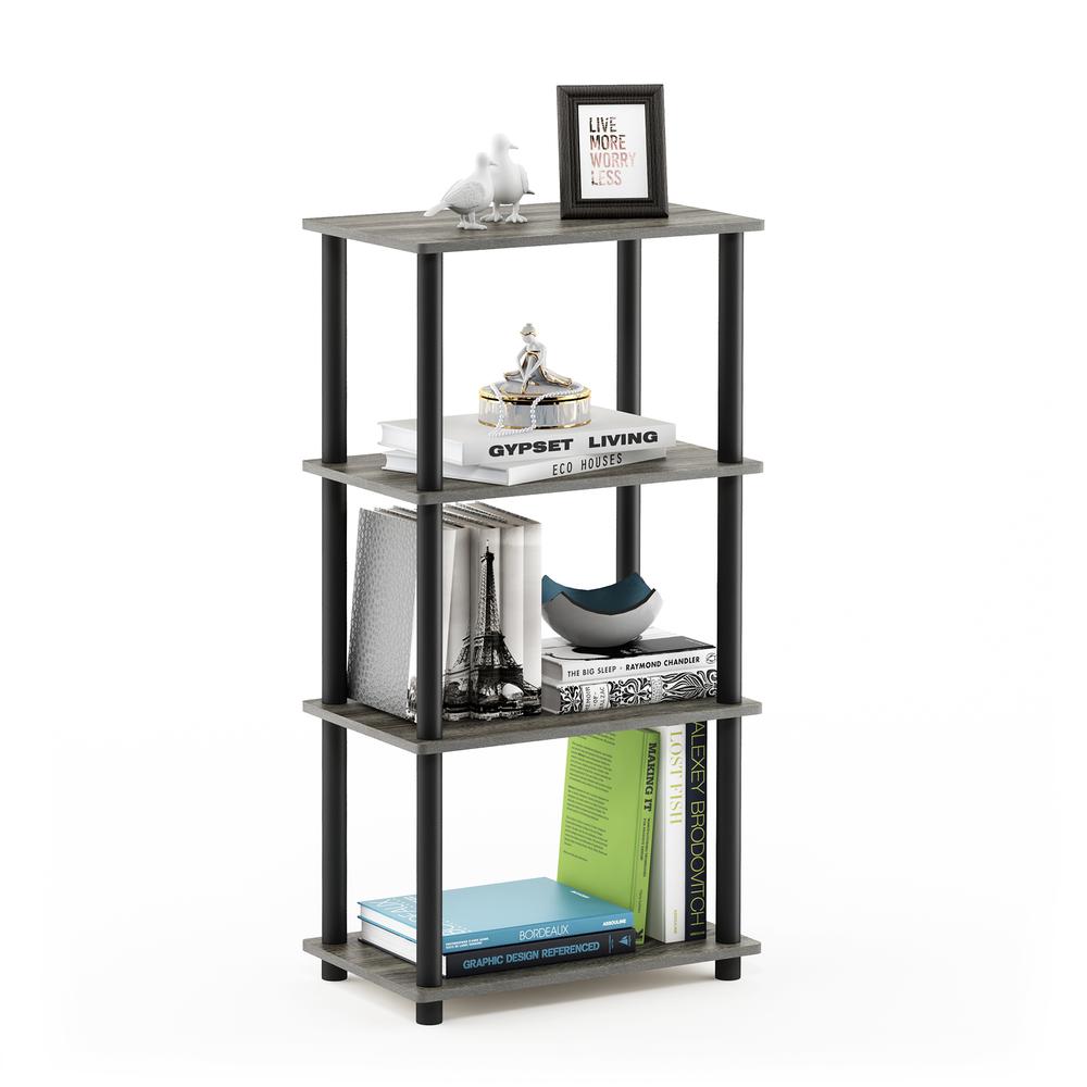 Furinno Turn-N-Tube No Tool 4-Tier Storage Shelf, French Oak Grey/Black. Picture 4