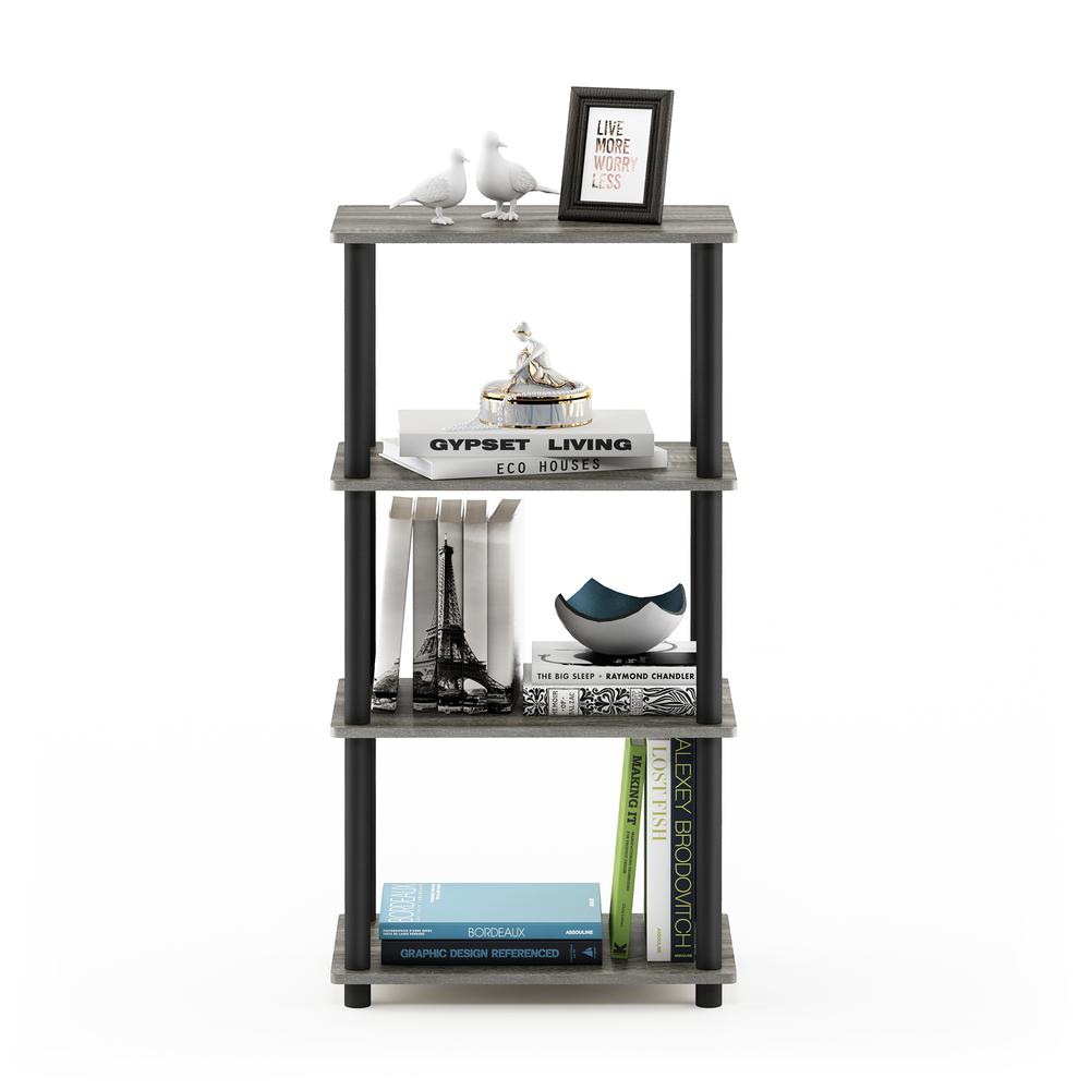 Furinno Turn-N-Tube No Tool 4-Tier Storage Shelf, French Oak Grey/Black. Picture 5