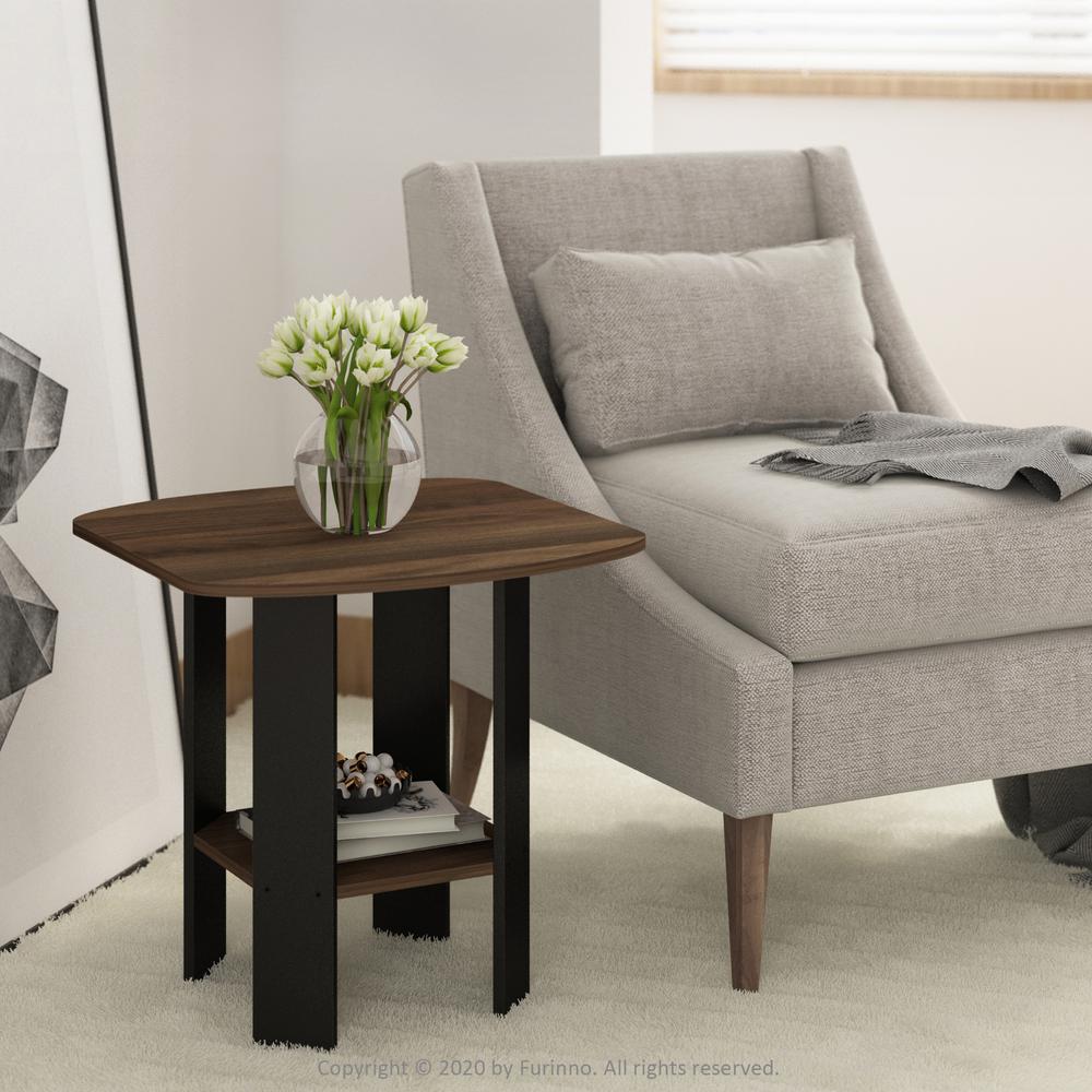 Furinno Simple Design End/SideTable, Columbia Walnut/Black, Set of 2. Picture 4