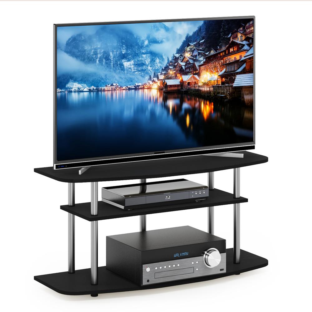 Furinno Frans Turn-N-Tube 3-Tier TV Stand for TV up to 46, Black Oak. Picture 4