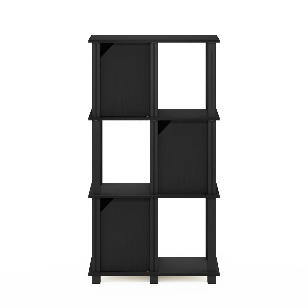 Furinno Brahms 4-Tier Storage Shelf with 3 Doors, Black Oak/Black. Picture 3