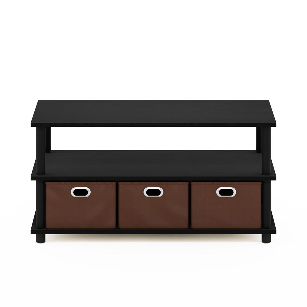 Furinno Frans Turn-N-Tube Coffee Table with Bin Drawers, Black Oak/Black/Brown. Picture 3
