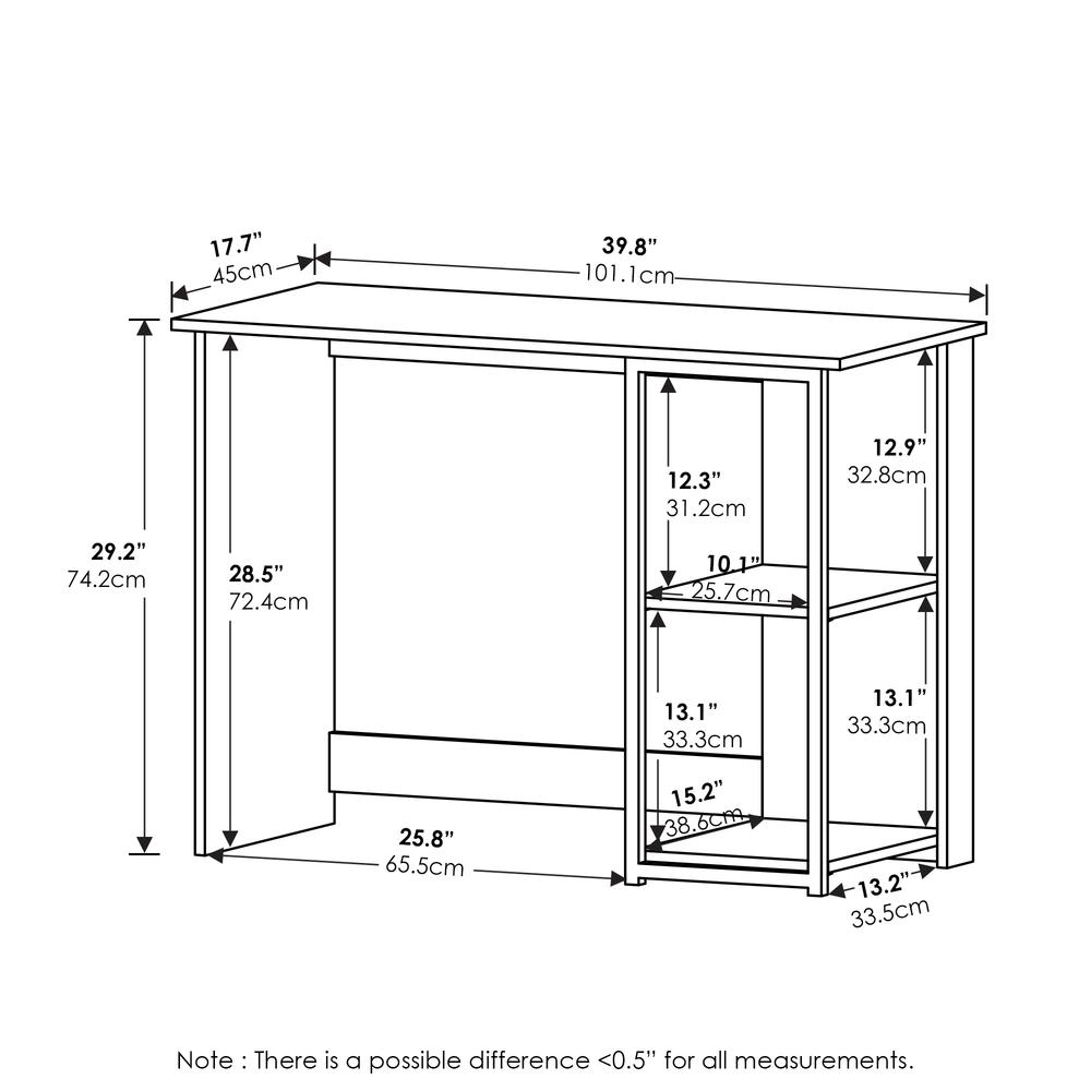 Furinno Camnus Modern Living Computer Desk 40 Inch, Americano/Black. Picture 2