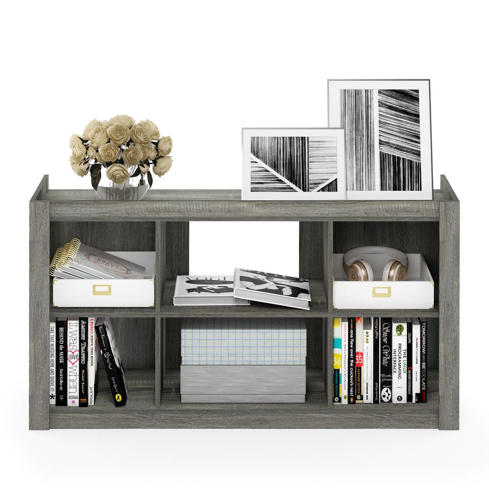Furinno Fowler Multipurpose TV Stand Bookshelves, French Oak Grey. Picture 5