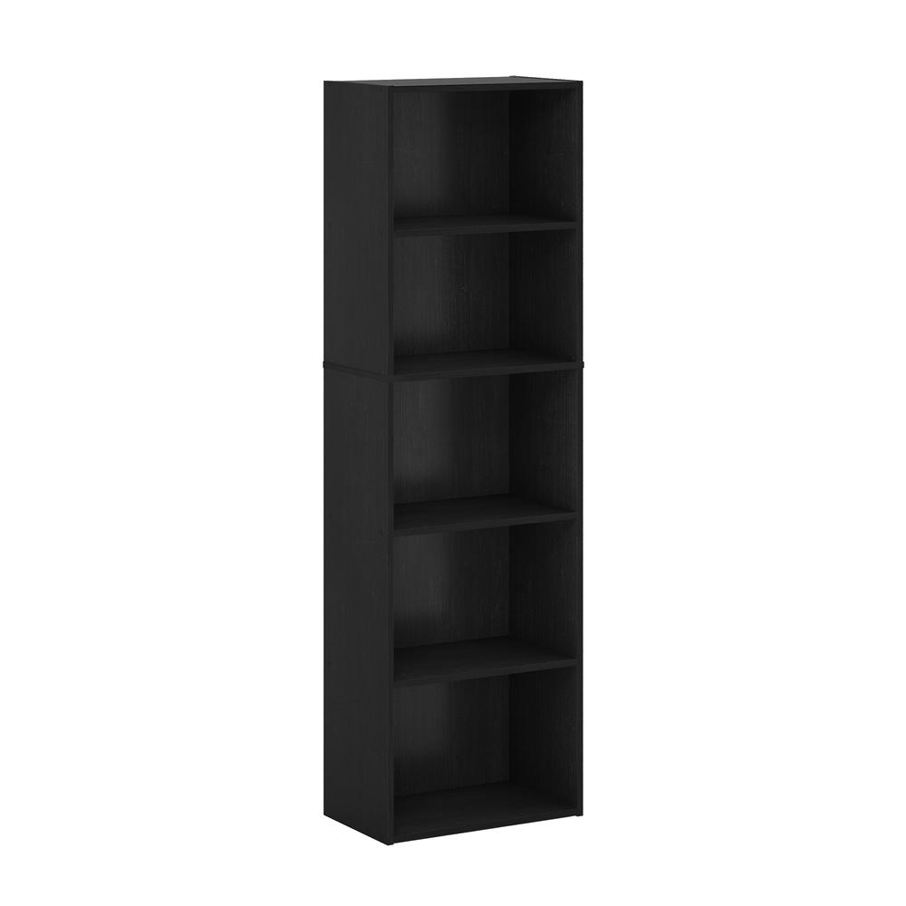 Furinno Luder 5-Tier Reversible Color Open Shelf Bookcase, Blackwood. Picture 1