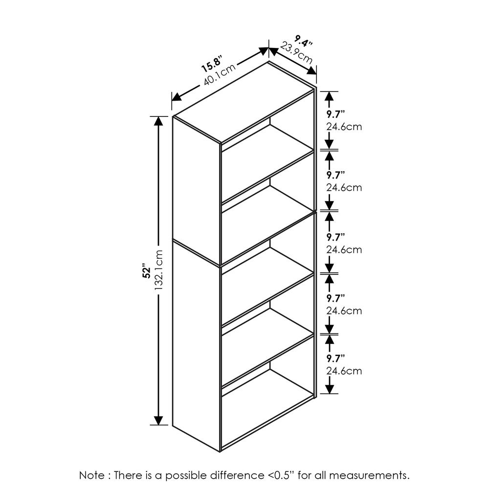 Furinno Luder 5-Tier Reversible Color Open Shelf Bookcase, Blackwood. Picture 2