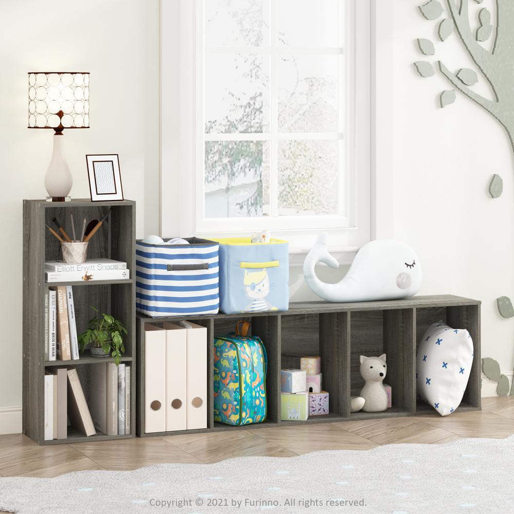 Furinno Luder 5-Tier Reversible Color Open Shelf Bookcase, French Oak. Picture 6