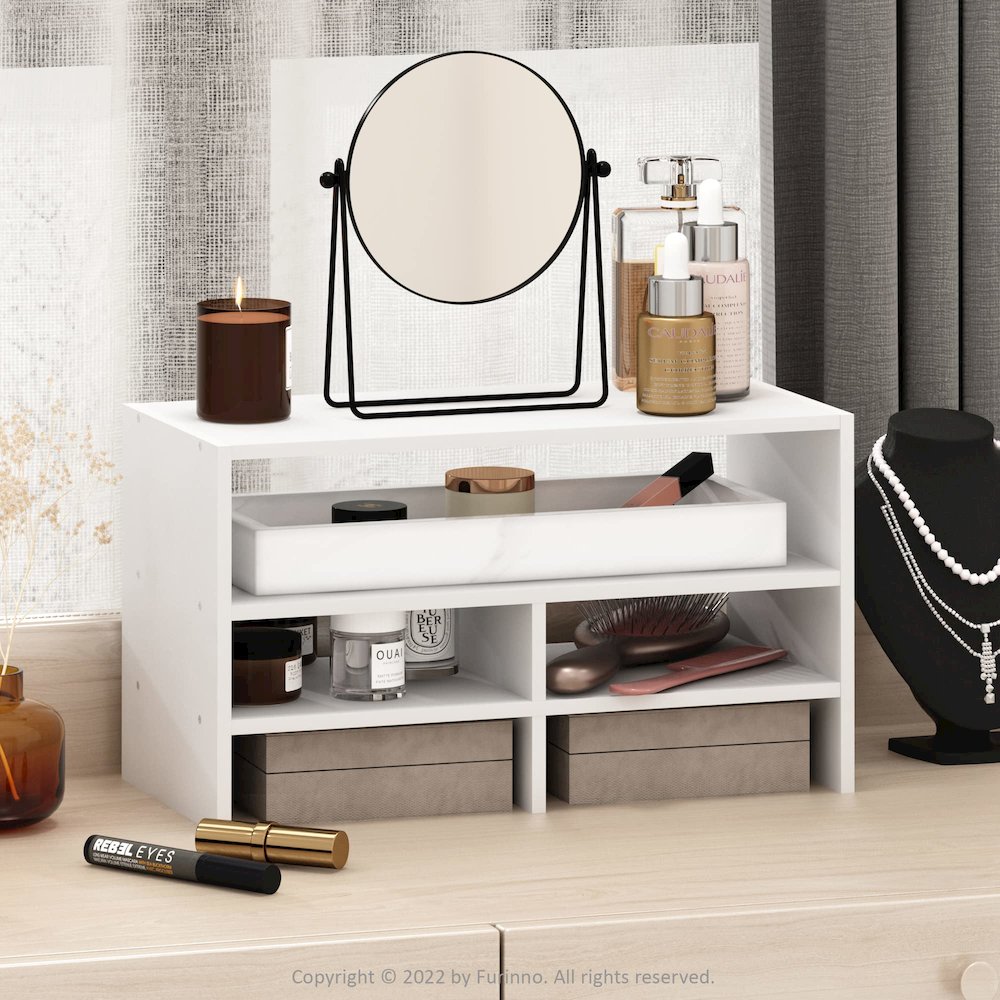Furinno Hermite Desk Top Organizing Shelf Bookcase, White. Picture 2